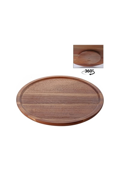 Akayev Akasya 30 Cm Dönerli Sunum Tabağı Kahverengi
