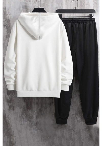 Uyguntarz Unisex All Day Rabbit Baskılı Eşofman Takımı Beyaz