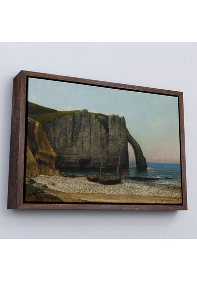 Çerçeveli Gustave Courbet - Etretat Kayalıkları Tablosu-7073
