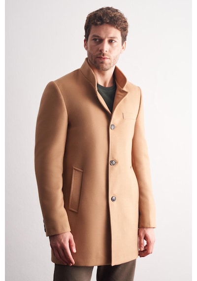 İmza Camel Hakim Yaka Classic Slim Fit Esnek Kaban 1008255162 Camel