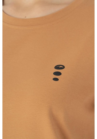 Maraton Regular Kadın Bisiklet Yaka Karamel T-shirt Karamel