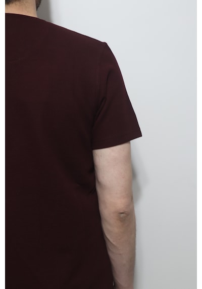 Santa Dmctekstil Erkek Tshirt-1111-1435 Düz Spor Kesim Rahat Kalıp Bisiklet Yaka T-shirt Bordo