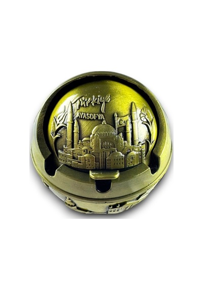İstanbul Temalı Kapaklı Kokusuz Metal Küllük 8x8 Cm Ayasofya Rölyefli Bakır/gold/gümüş 732514648