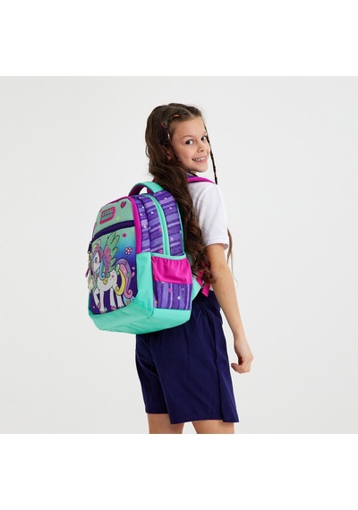 Coral High Kids Mor Su Yeşili Unicorn Desenli Üç Bölmeli Okul Sırt Çantası 23487