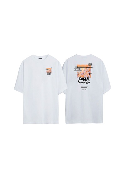 Thewert Unisex Peak Popularity Ön Arka Baskılı Beyaz Oversize T-shirt