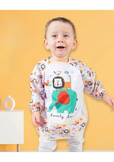 Bebechi Bambino Kids Uzun Kollu Mama Ve Aktivite Önlüğü 6-24 Ay Sarı