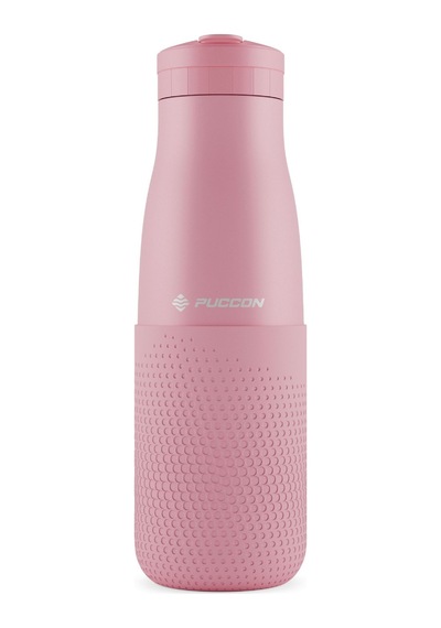 Puccon Pembe 500 Ml Çelik Okul Matarası - Silikon Gövdeli Nokta Çelik Termos - 50025