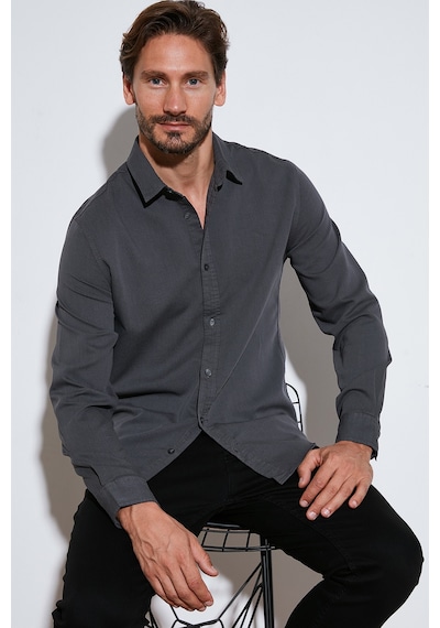 Buratti Streç Pamuklu Regular Fit Erkek Gömlek Cf25W128861 Antrasit