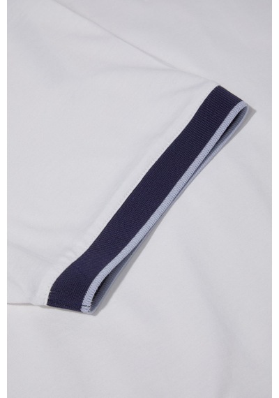 Fermuarlı Polo Yaka Erkek T-shirt Beyaz Beyaz