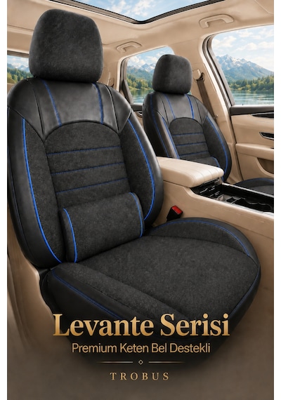 Isuzu D Max 2002-2012 Uyumlu Levante Serisi Füme Mavi Oto Koltuk Kılıfı