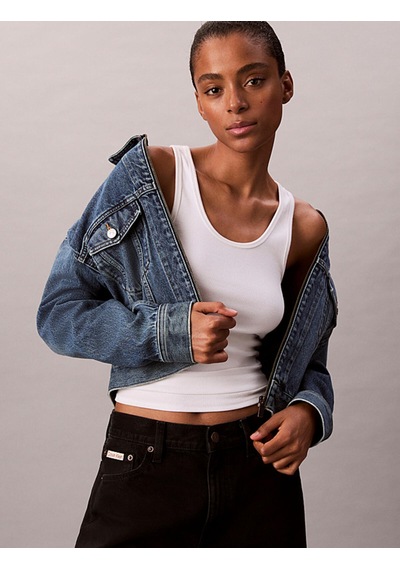 Calvin Klein Denım Cropped Jacket Mavi Kadın Kot Ceket
