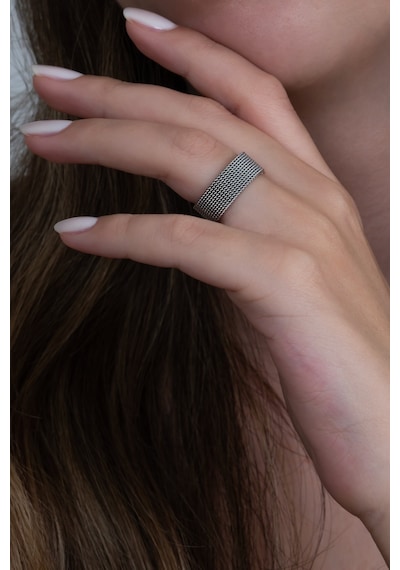 Unisex 8mm Esnek Örgü Hasır Çelik Yüzük Sb1sb2 001