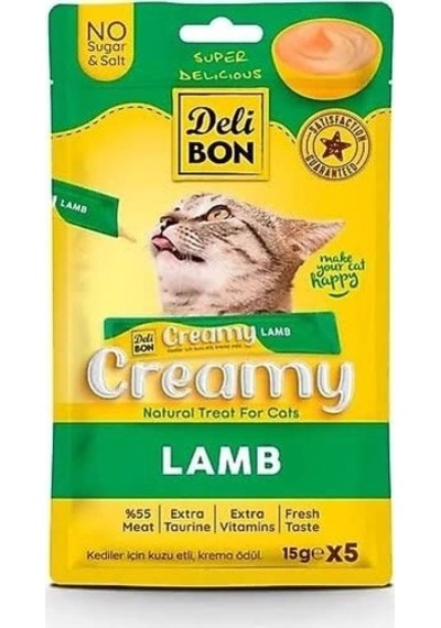 Delibon Creamy Kuzu Etli 5x15 Gr Krema Kedi Ödül Maması
