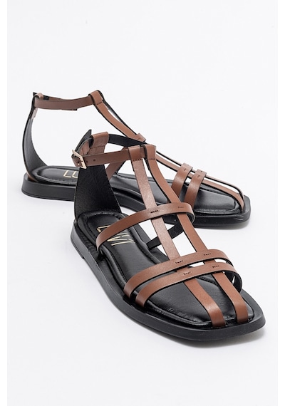 Luvishoes Odeil Taba Hakiki Deri Kadın Sandalet Taba