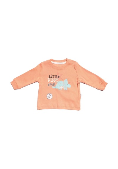 Bebegen Erkek Bebek Ekru Turuncu Little Dinolu Baskılı 2'li Body Set Çok Renkli