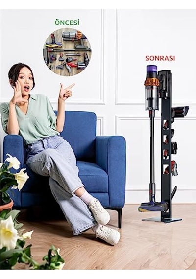 Dikey Süpürge Standı Şarjlı Süpürge Standı Dyson Uyumlu Stand Bütün Süpürge Modelleri İle V15-gen5 Paslanmaz