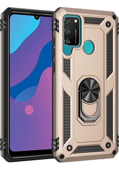 Newface Huawei Y6p Kılıf Sofya Yüzüklü Silikon Kapak - Gold Altın