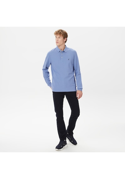 Nautica Erkek Mavi Classic Fit Uzun Kollu Polo Düz K37351t Mavi