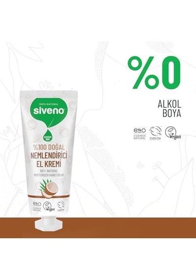 Siveno%100 Doğal El Ve Vücut Kremi Hindistan Cevizi Yoğun Nemlendirici Onarıcı Vegan 30 Ml