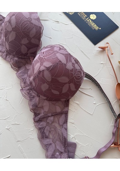 Jasmine Askıları Parlak Taşlı Hafif Destekli Dantelli Soft Cup İt Gül Kurusu