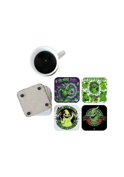 Oogie Boogie Dekoratif Ahşap Bardak Altlığı Seti 070 Çok Renkli