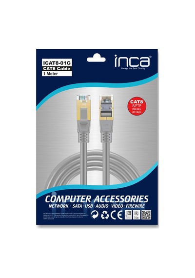 Inca 1metre Cat8 S/ftp Icat8-01g Gri Patch Kablo-218081