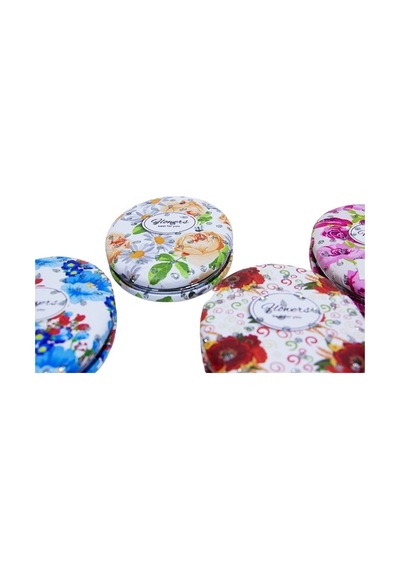 Cep Aynası Oval Tombul Taşlı Flowers
