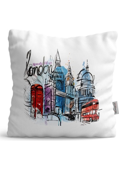 Kişiye Özel London Tasarımlı Beyaz Saten Yastık - 4
