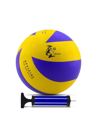 Telvesse Yapıştırma Voleybol Topu Pompalı Set Soft Touch İç-dış Mekan Uygun 8 Panel Mavi 280 Gram Çok Renkli