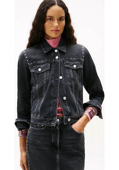Tommy Hilfiger Klasik Trucker Kadın Siyah Ceket Dw0dw215471bz Siyah
