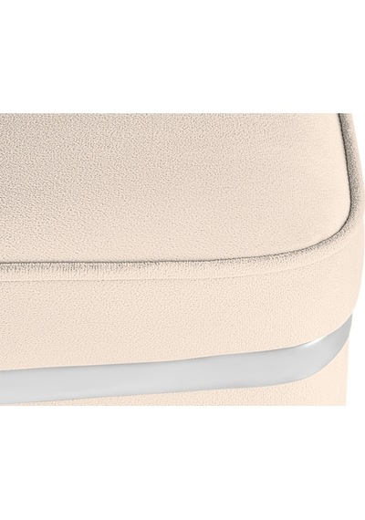 Zengo Silver Twin Line Kare Puf -krem Kumaş, Dekoratif Makyaj Masası Pufu-modern Style