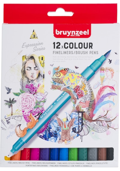 Bruynzeel Fineliner-brush 12'li Çift Taraflı Kalem Seti 60325012