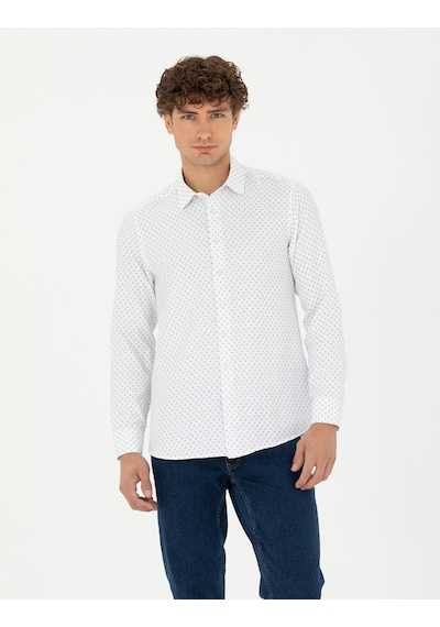 Pierre Cardin Erkek Petrol Desenli Gömlek 50278868-vr102 Petrol