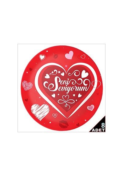 Seni Seviyorum Karton Tabak - 22cm x 8 Adet