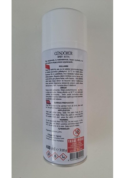 Güngörür Sprey Boya 400 Ml - Beyaz Diğer
