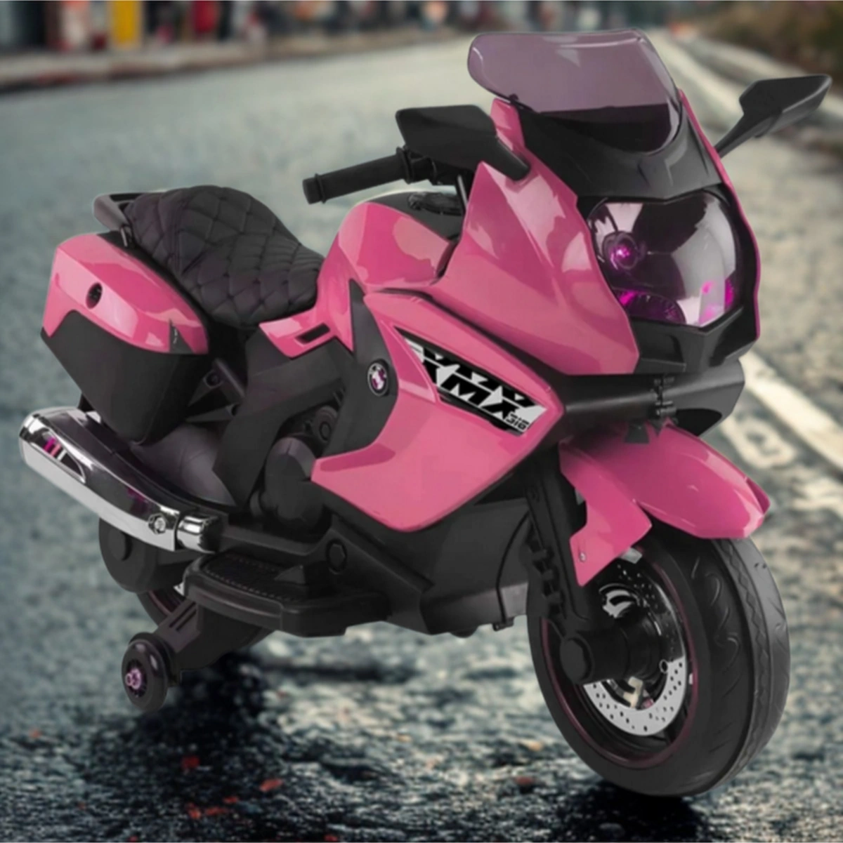 Xmx 12 Volt Ledli Akülü Motor Motorsiklet Akülü Çocuk Araçları 438a Pembe