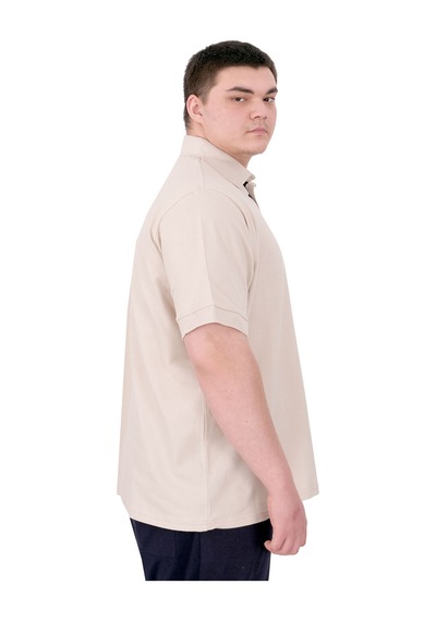 Mode Xl Büyük Beden Erkek T-shirt Pike Polo Yaka U25305 Bej Bej
