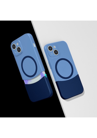 Xemu Apple Uyumlu iPhone 14 Kılıf M-safe Şarj Özellikli Mıknatıslı Duble Kapak - Lacivert Lacivert