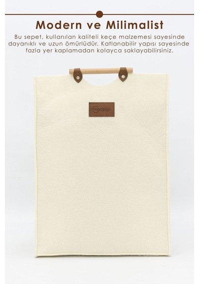 Keçe Çocuk Oyuncak/kirli Çamaşır Depolama Sepeti, Çok Amaçlı Saklama Sepeti, Bolivya Serisi Krem