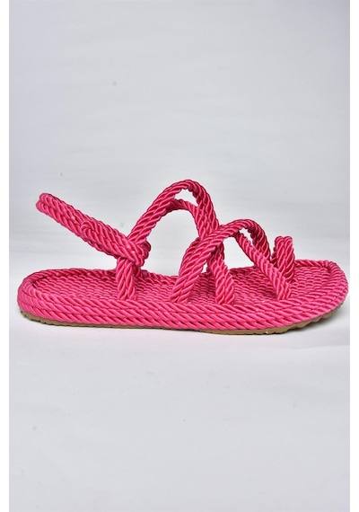 Fox Shoes F470135104 Kumaş Kadın Sandalet Fuşya
