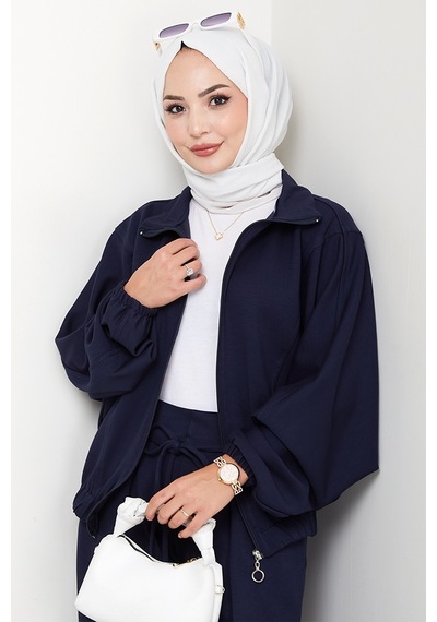 Bestenur Fermuarlı Oversize Takım 1595 - Lacivert Lacivert