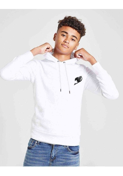 Tshirthane Tail Blue Freez Baskılı Unisex Çocuk Kapüşonlu Beyaz Sweatshirt Beyaz