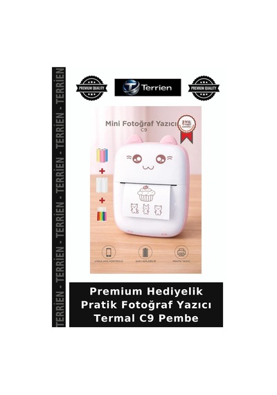 Premium Hediyelik Pratik Fotoğraf Yazıcı Termal C9 Pembe Diğer