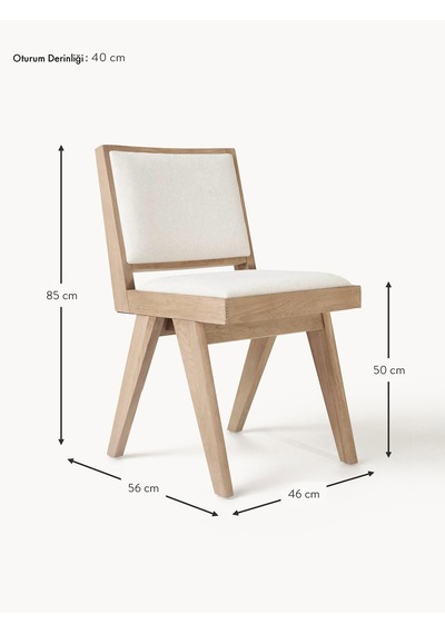 Arvika Ahşap Ceviz Sandalye Natural - Beyaz
