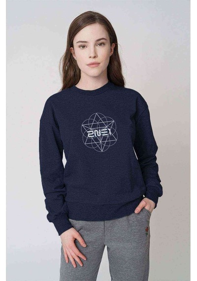 2Ne1 Crush Baskılı Indigo Mavi Kadın Sweatshirt