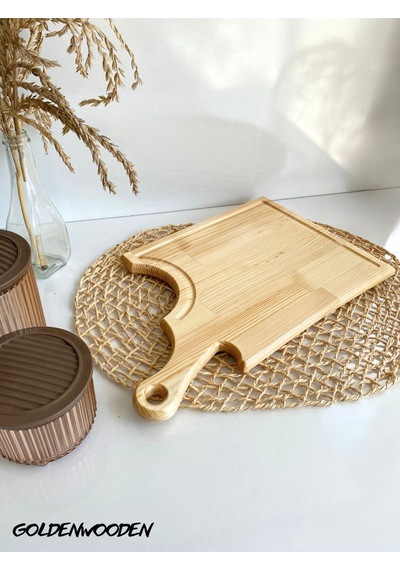Balta Doğal Ahşap Sunum Tabağı Ahşap Sunumluk Beyaz Çam Boy:45cm En:27cm