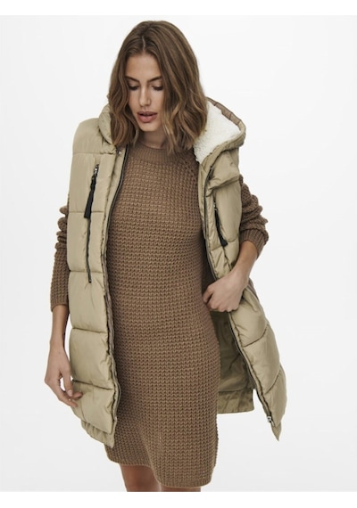 Only Kadın Şişme Kapüşonlu Yelek Onlnora Puffer Waistcoat - 15235033 Bej