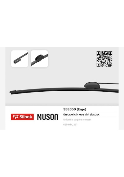 Silecek - 880 - Süpürgesi Muz Tipi 650mm Universal Calı - Almparca - Tip