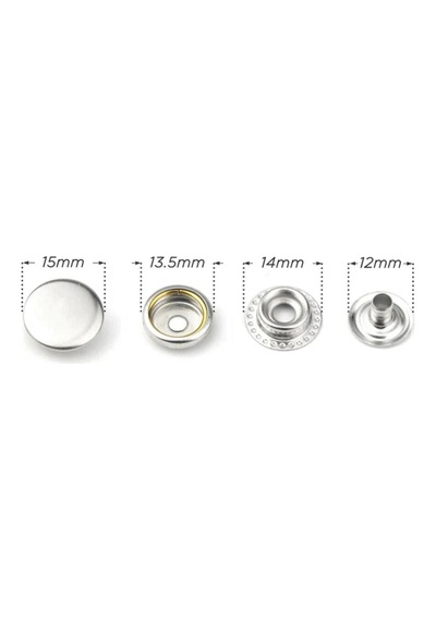 15mm 61 Tip Paslanmaz Büyük Çıtçıt Kalıpsızdır Nikel/gümüş Renk 100 Adet