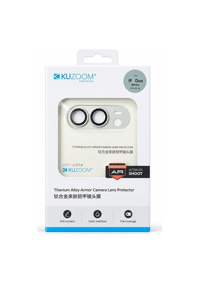Hd İphone Duo Katlanabilir Uyumlu Titanyum Armor Ar Tam Kaplama Kamera Lens Koruyucu Beyaz